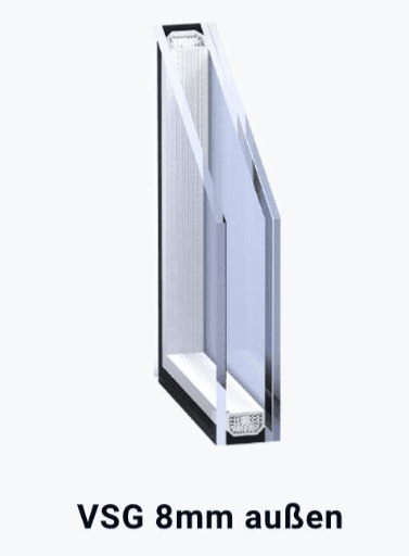 VSG-Glas 8 mm außen