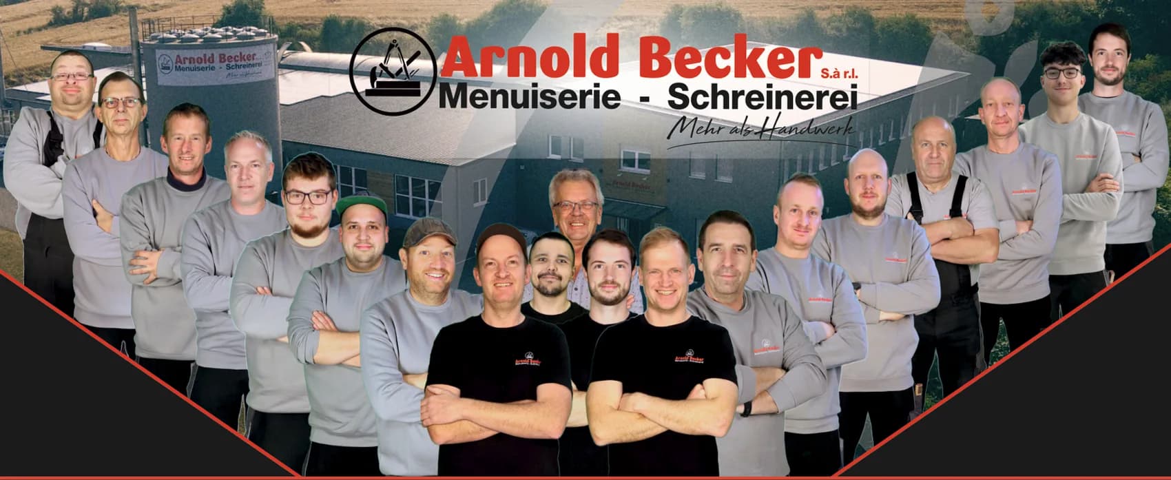Das Team der Schreinerei Arnold Becker vor dem Betrieb in Echternach